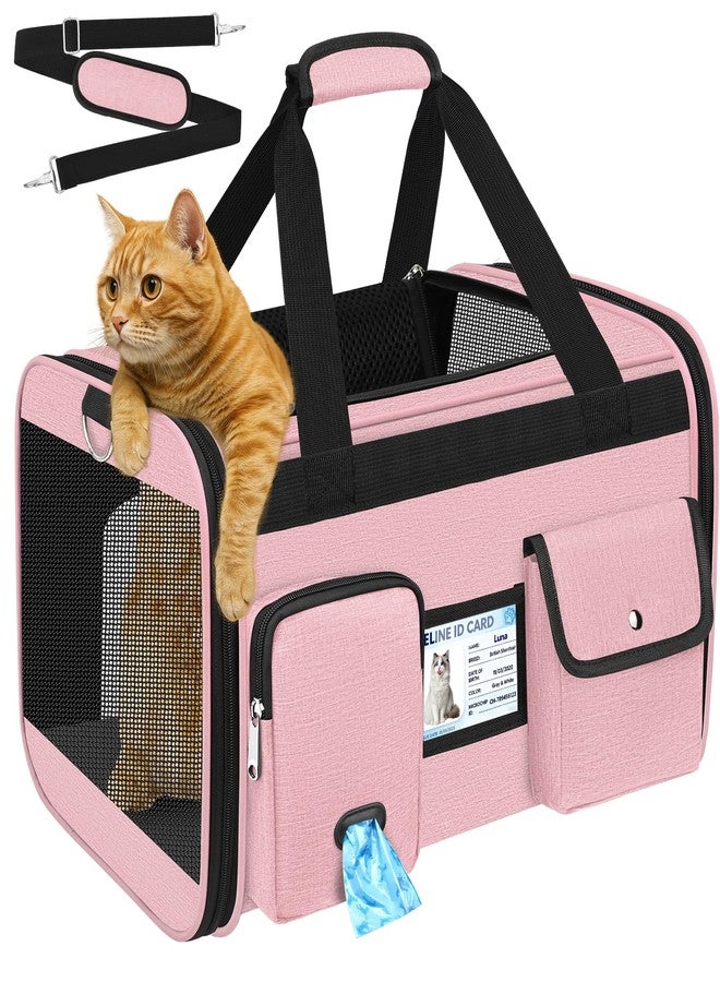 HUANLANG Soft-Sided Cat Carrier Airline Approved,Dog Carriers for Small Dogs Medium Cats,Pet Travel Carrier Up to 20 Lbs,Collapsible Cat Bag - Image 1